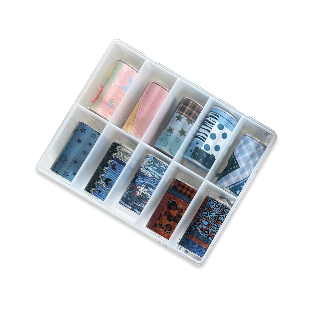 Nail Art Denim - 10Rolls Colorful Nail Foils Transfer Paper