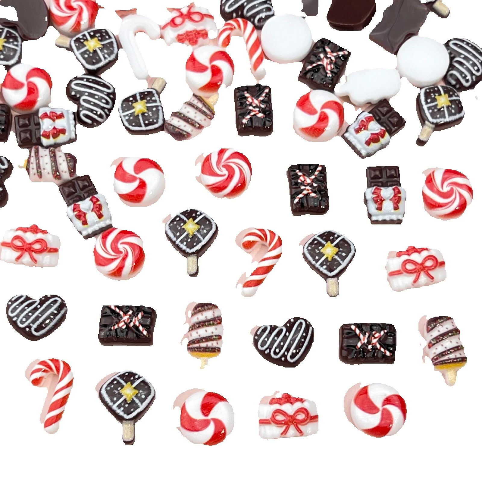 Nail Art Xmas - 50pcs Resin Mini Christmas chocolate Decor