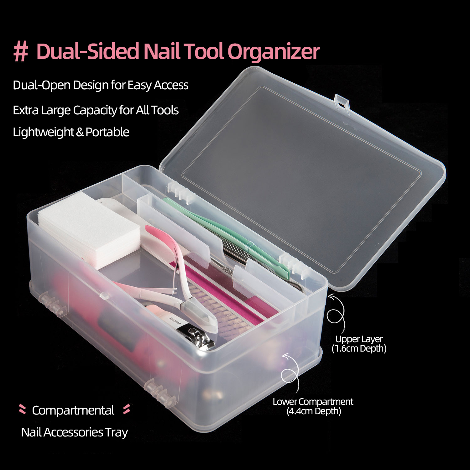 Dual-Open 2-Tier Super Capacit - Nail Art Sch 评论和价格