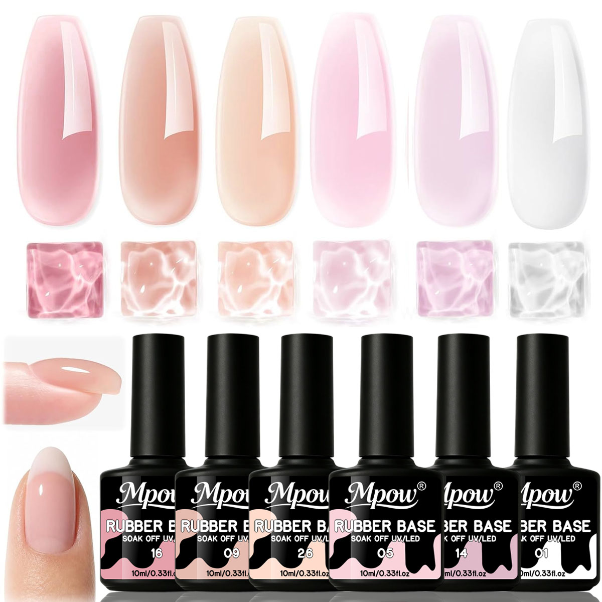 Mpow 1/6pcs 10ml Rubber Base G - Nail Art Natural Pink 评论和价格
