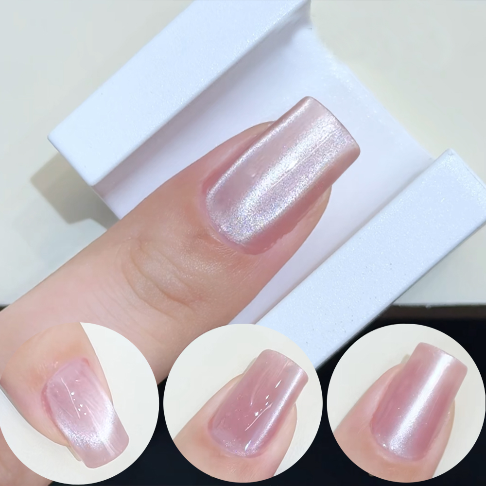 5D U-shaped French Cat Eye Nai - Nail Art Cat Eye Pink 评论和价格