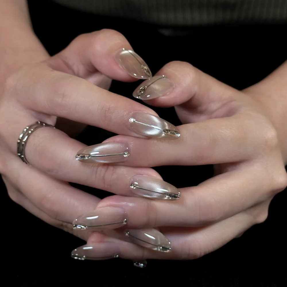 5D U-shaped French Cat Eye Nai - Nail Art Cat Eye Pink 评论和价格