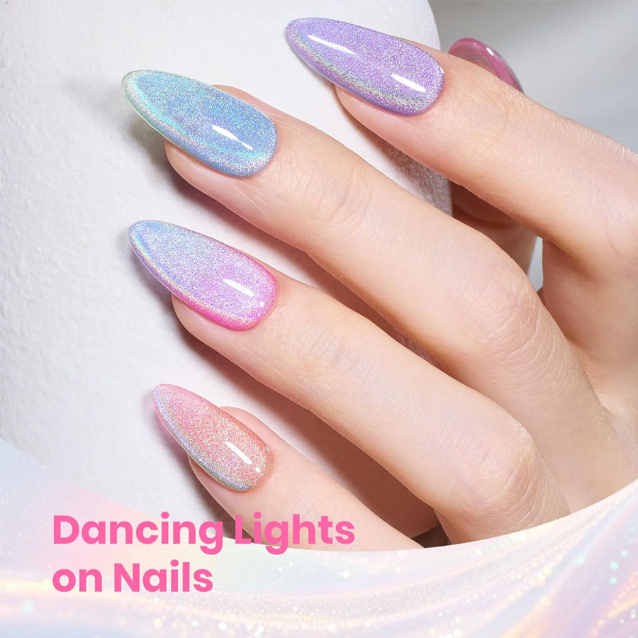 QAZIXU 1/6 Pcs Rainbow Cat Eye - Nail Art Cat Eye Pink 评论和价格