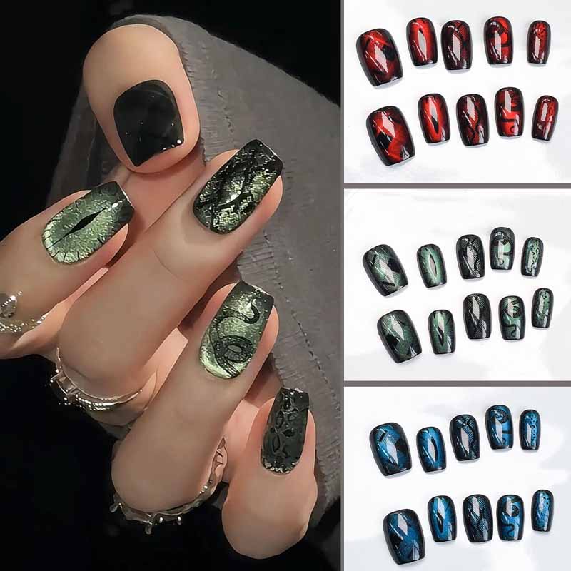 10Pcs Dark Style Cool Wind Pea - Nail Art Emerald Blue 评论和价格
