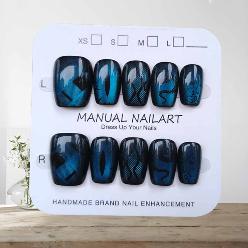 10Pcs Dark Style Cool Wind Pea - Nail Art Emerald Blue 评论和价格
