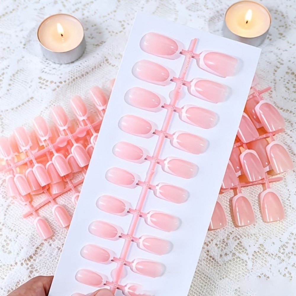 120PCS Short Square French Tip - Nail Art Natural Pink 评论和价格