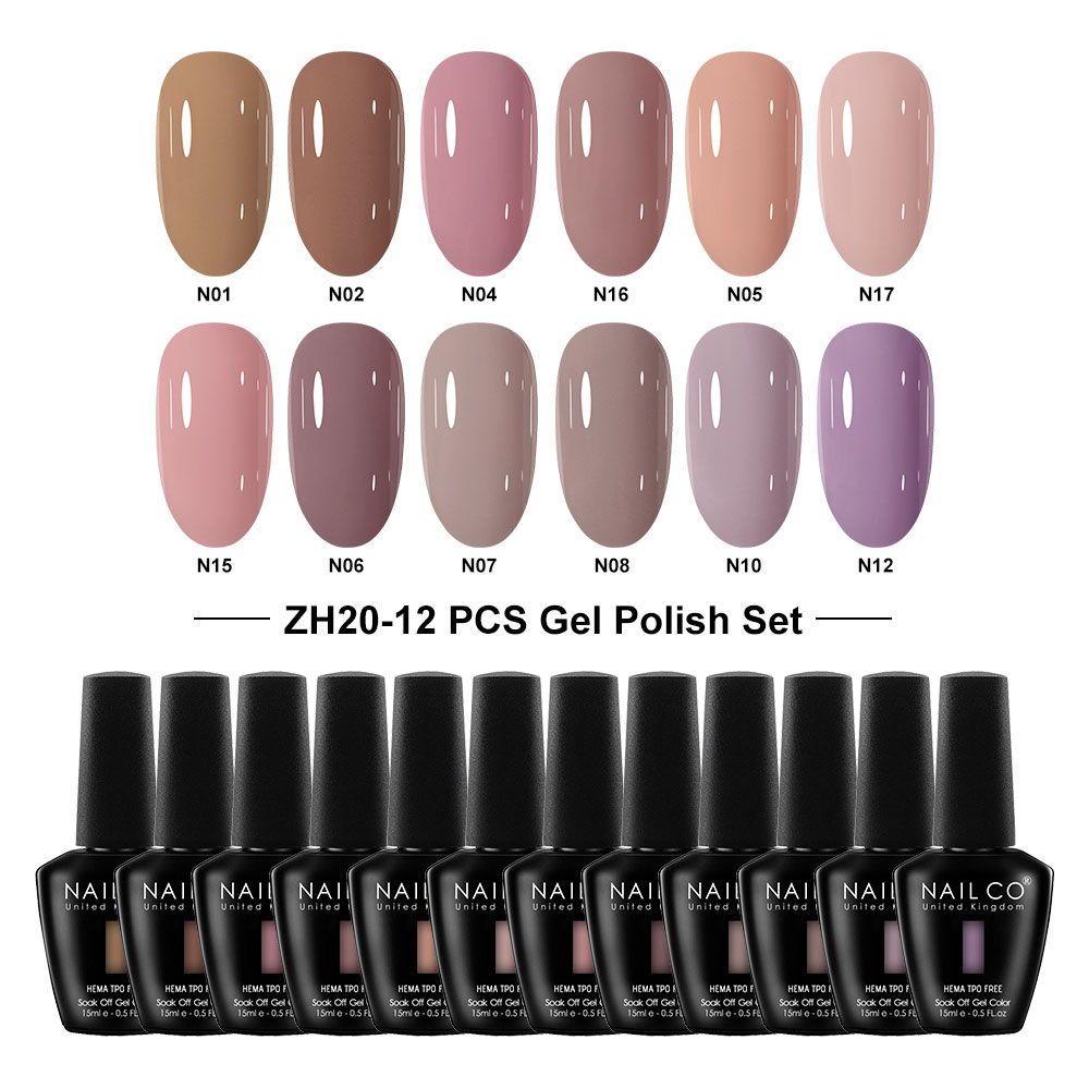 Nailco 12 Colors Pink Gel Poli - Nail Art Natural Pink 评论和价格