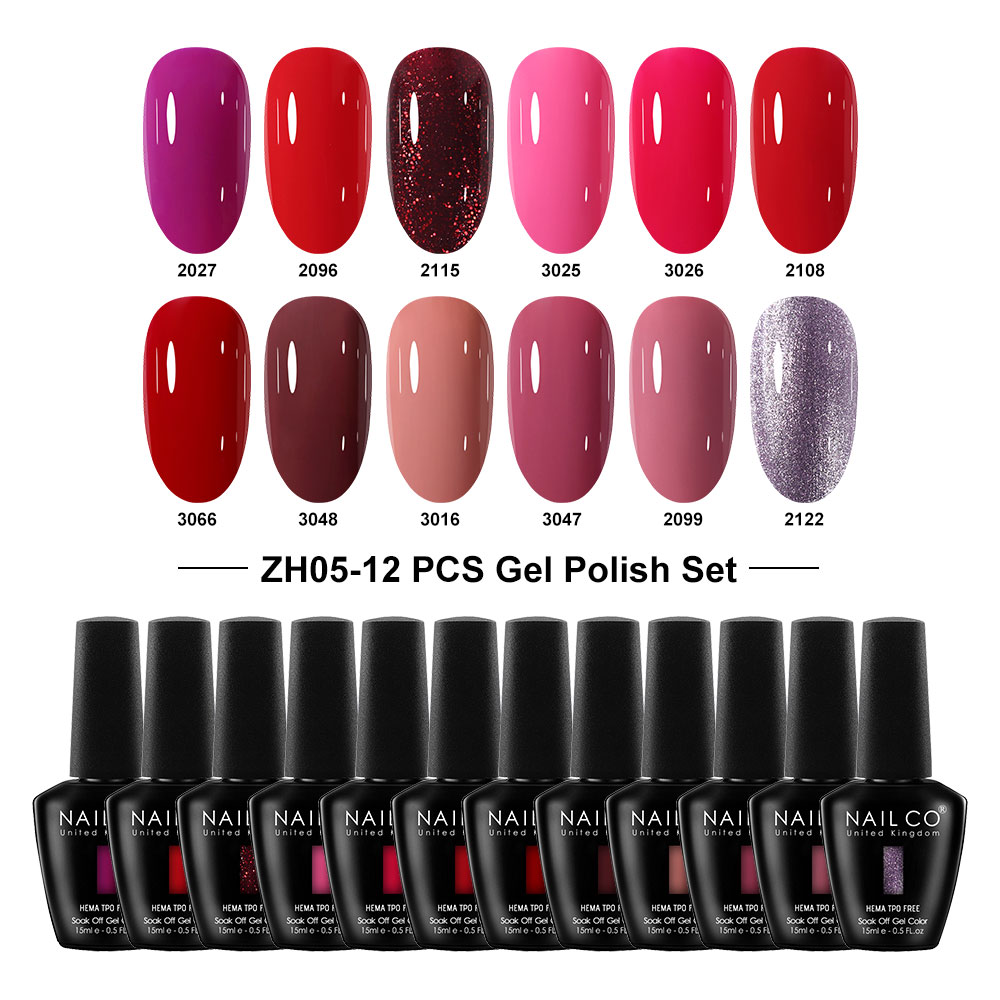 Nailco 12 Colors Pink Gel Poli - Nail Art Natural Pink 评论和价格