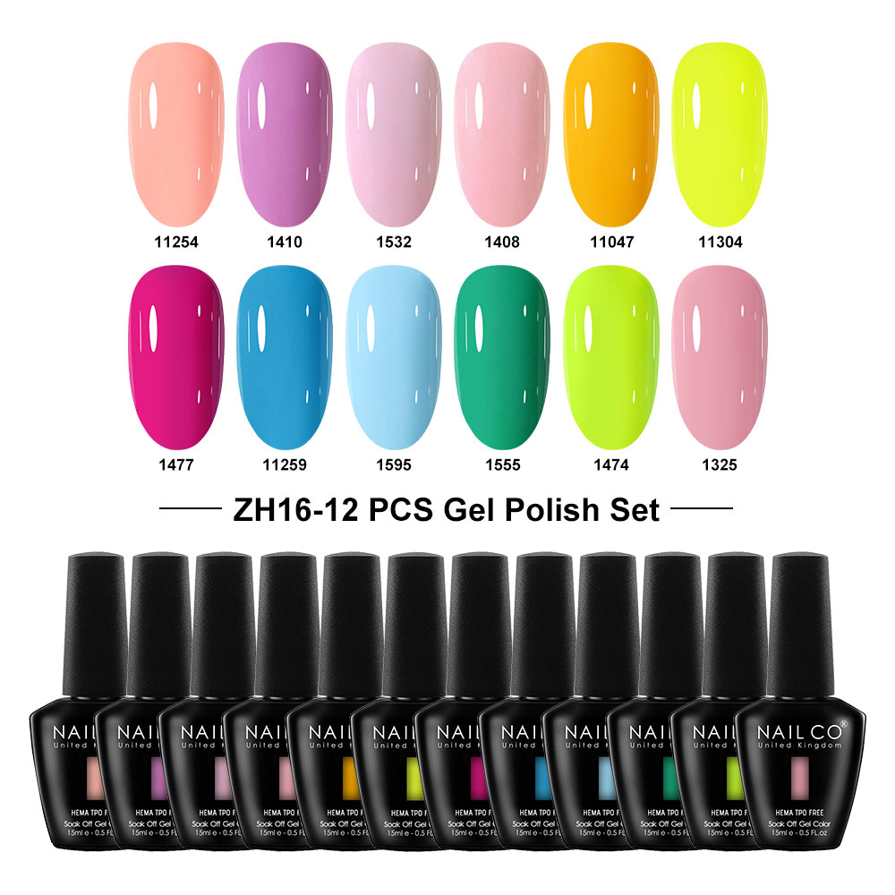 Nailco 12 Colors Pink Gel Poli - Nail Art Natural Pink 评论和价格