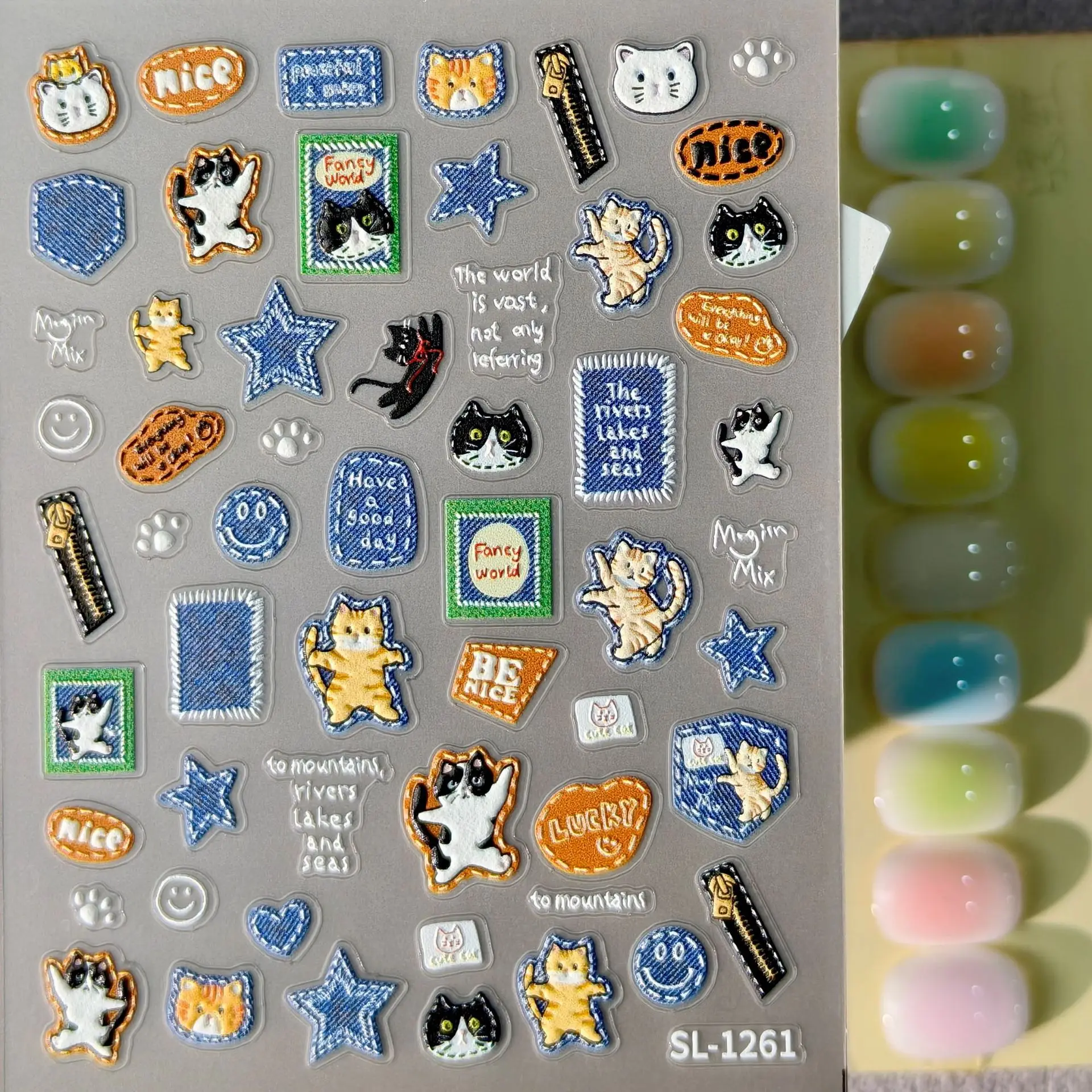 1 Set 5D Embossed Retro Denim  - Nail Art Denim 评论和价格
