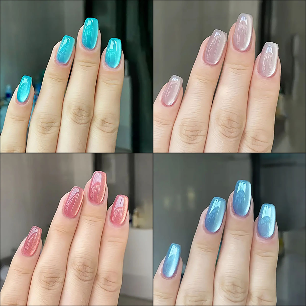 24pcs/30pcs short square balle - Nail Art Cat Eye Pink 评论和价格
