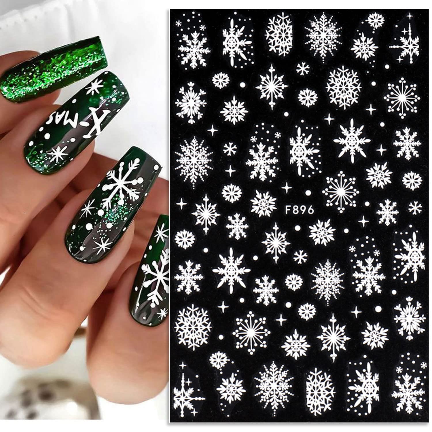 3D Snowflake Nail Art Decals W - Nail Art Xmas 评论和价格