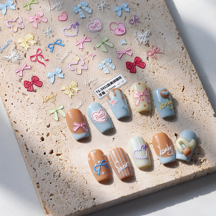 TENSOR NAIL Pastel Bow Heart B - Nail Art Elegan 评论和价格