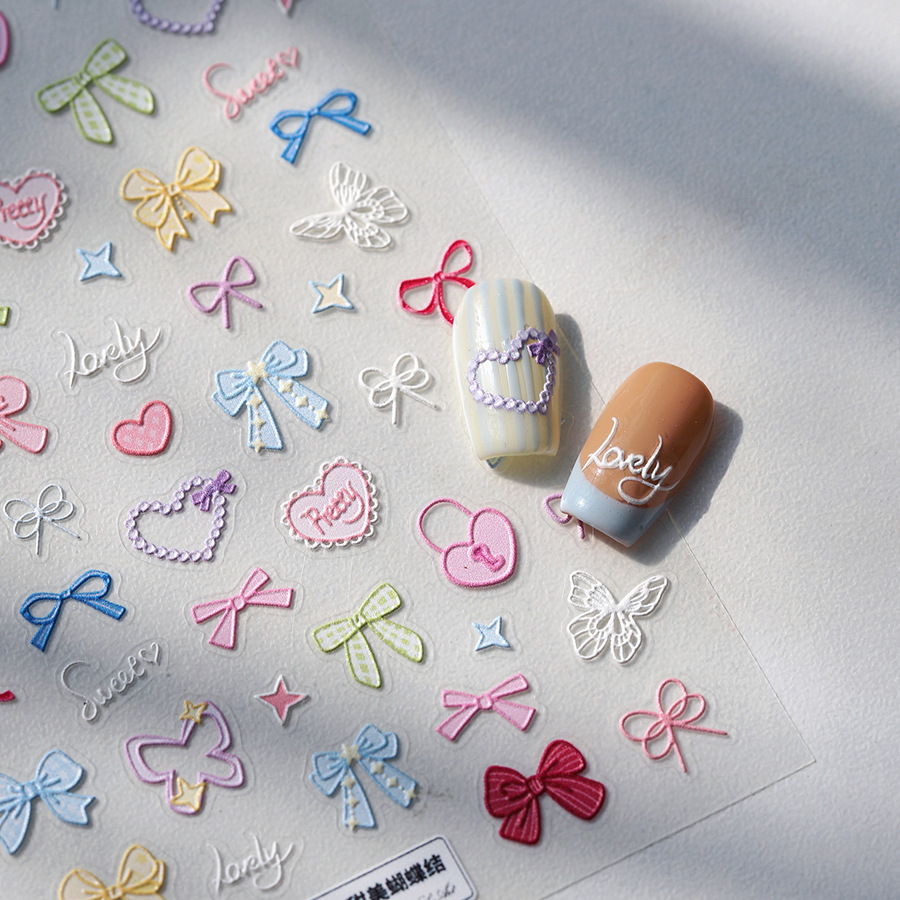 TENSOR NAIL Pastel Bow Heart B - Nail Art Elegan 评论和价格
