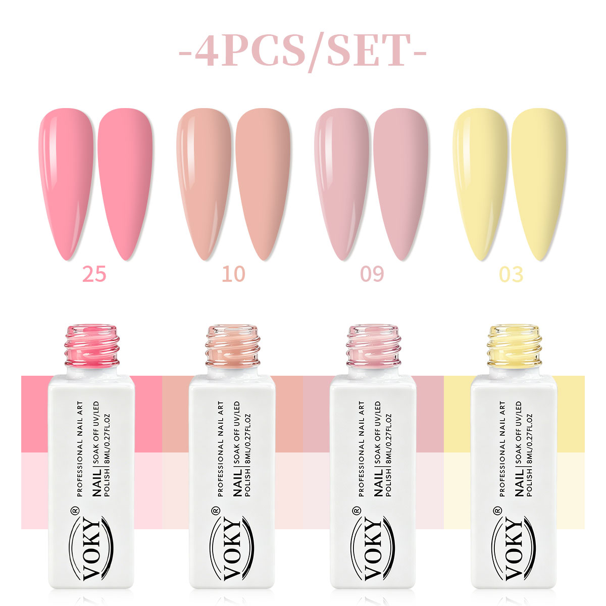VOKY four-piece nude pink crea - Nail Art Natural Pink 评论和价格